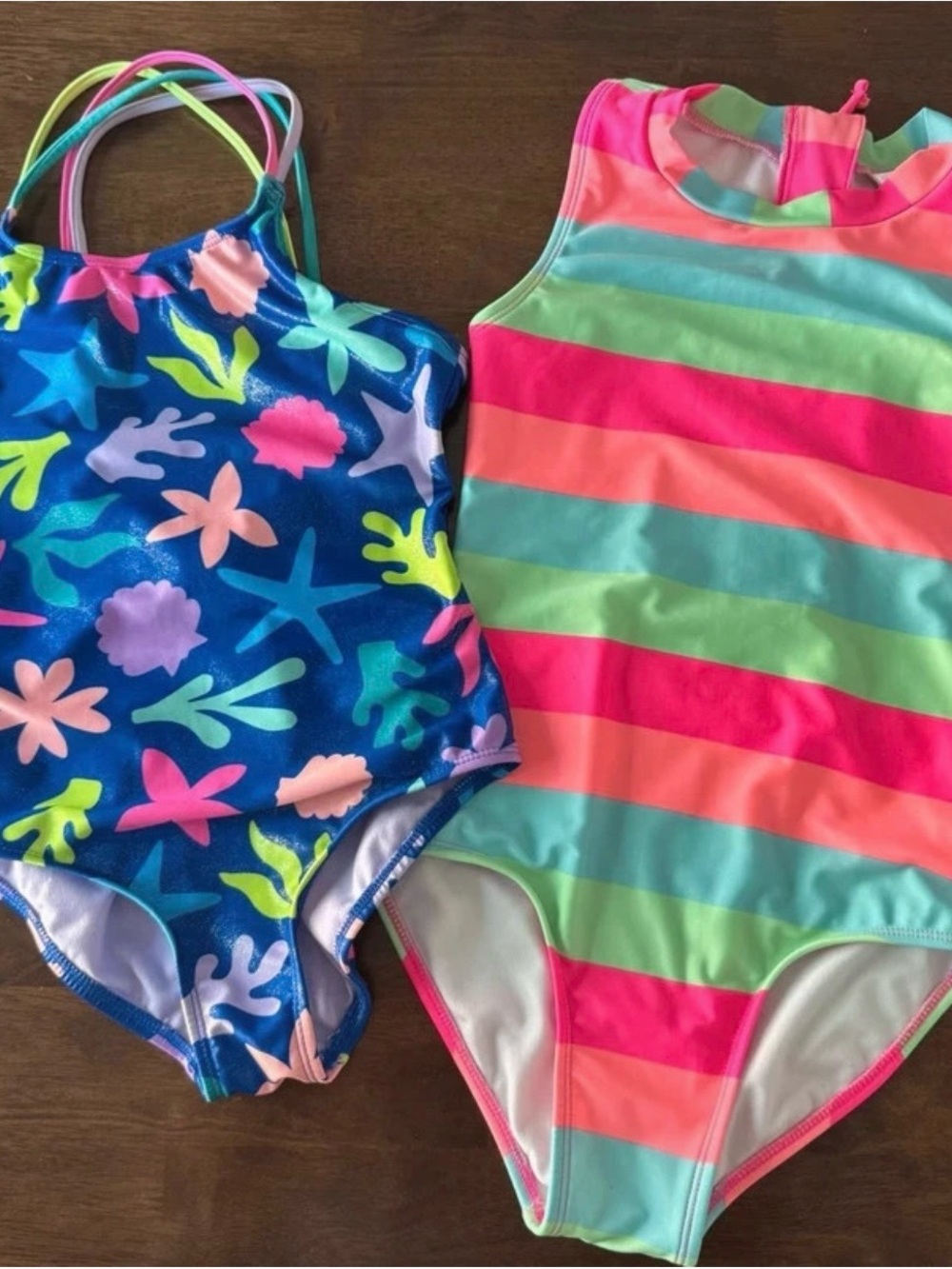 2 Girls Multi-Color Stripe & Floral Swim